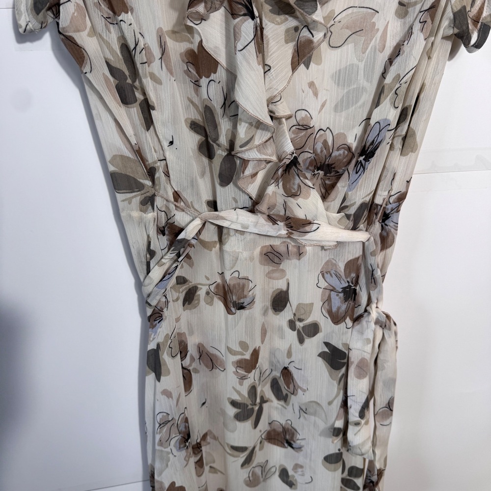 JBS Floral Tie Dress Midi Size 14 Sheer Ruffle Flowy Cottagecore Whimsical 90s - Picture 5 of 13